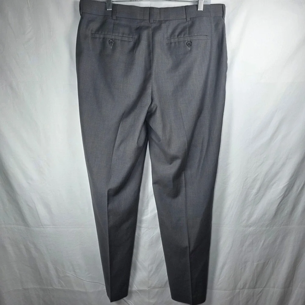 George Dress Pants Men 36x32 Gray Flat Front Slacks TOGM36341